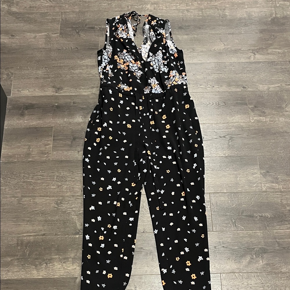 Loft Floral Black Jumpsuit